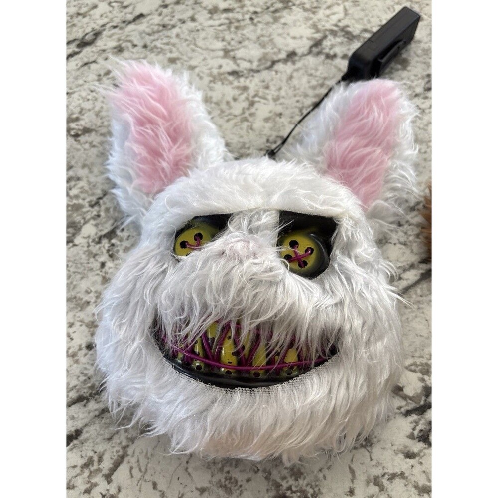 Halloween Five Nights At Freddy's White/Pink Faux Fur Evil Bunny Mask Light Up